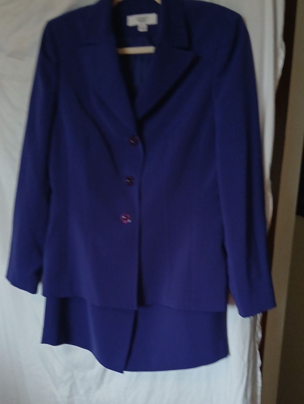 Le Suit Purple Two-Piece Blazer and Skirt Set